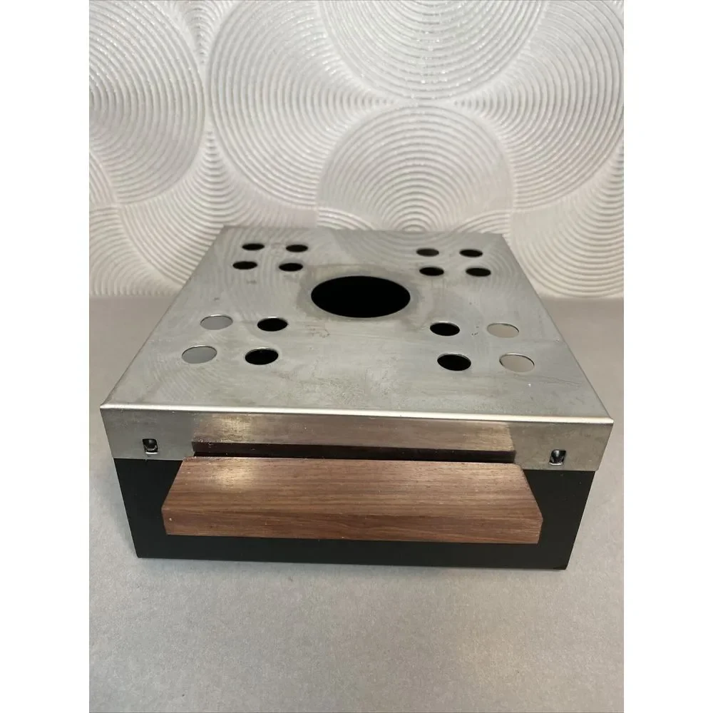 Vintage Food‎ Warmer Yax Stainless Steel Wood Handle One Candle Hot Plate Boxed